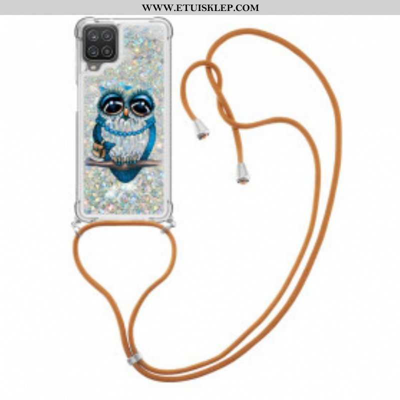 Etui do Samsung Galaxy M12 / A12 ze Sznurkiem Cekinowy Sznurek Miss Owl